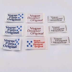 9 Vintage Vogue Sew-In Label Tags Paris Designer American Original Menswear  NEW